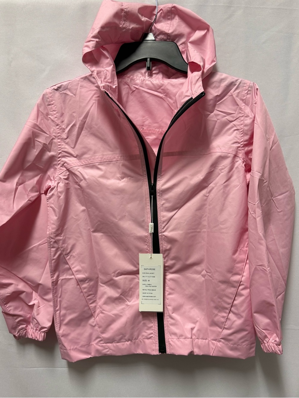 Girls' Pink Hooded Rain Jacket - Lightweight Windbreaker